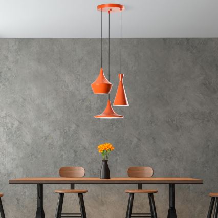 Lampadario a sospensione TOM 3xE27/40W/230V arancione