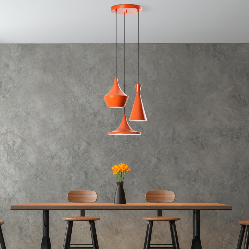 Lampadario a sospensione TOM 3xE27/40W/230V arancione