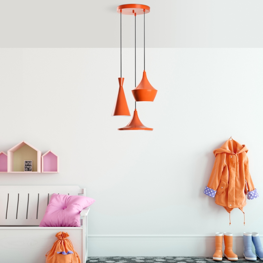Lampadario a sospensione TOM 3xE27/40W/230V arancione