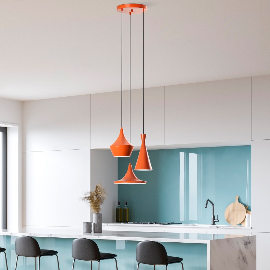 Lampadario a sospensione TOM 3xE27/40W/230V arancione