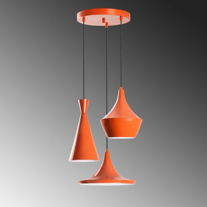 Lampadario a sospensione TOM 3xE27/40W/230V arancione