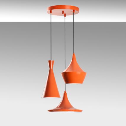 Lampadario a sospensione TOM 3xE27/40W/230V arancione