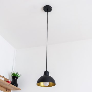 Lampadario a sospensione VESPER 1xE27/15W/230 Ø 18 cm nero/oro