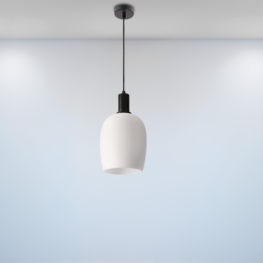 Lampadario a sospensione WOLKEN 1xE27/40W/230V bianco/nero