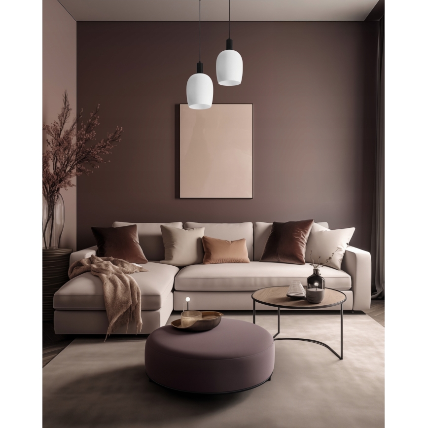 Lampadario a sospensione WOLKEN 1xE27/40W/230V bianco/nero