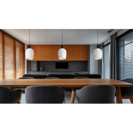 Lampadario a sospensione WOLKEN 1xE27/40W/230V bianco/nero