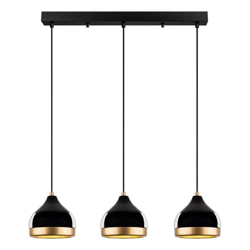 Lampadario a sospensione YILDO 3xE27/40W/230V nero/oro