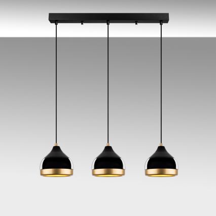 Lampadario a sospensione YILDO 3xE27/40W/230V nero/oro