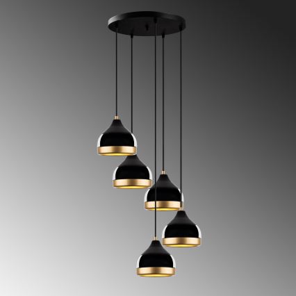 Lampadario a sospensione YILDO 5xE27/40W/230V nero/oro