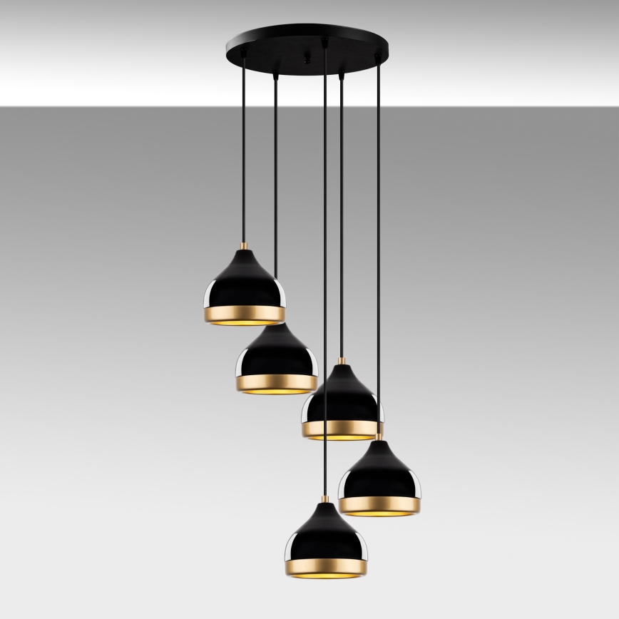 Lampadario a sospensione YILDO 5xE27/40W/230V nero/oro