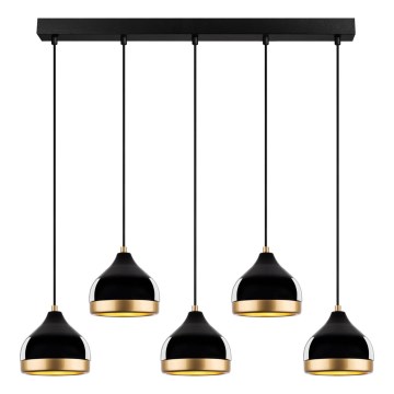 Lampadario a sospensione YILDO 5xE27/40W/230V nero/oro