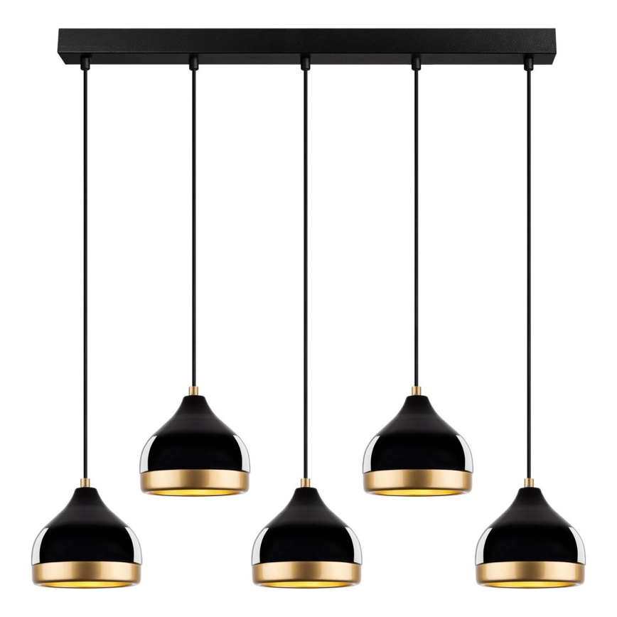 Lampadario a sospensione YILDO 5xE27/40W/230V nero/oro
