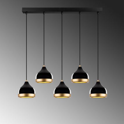 Lampadario a sospensione YILDO 5xE27/40W/230V nero/oro