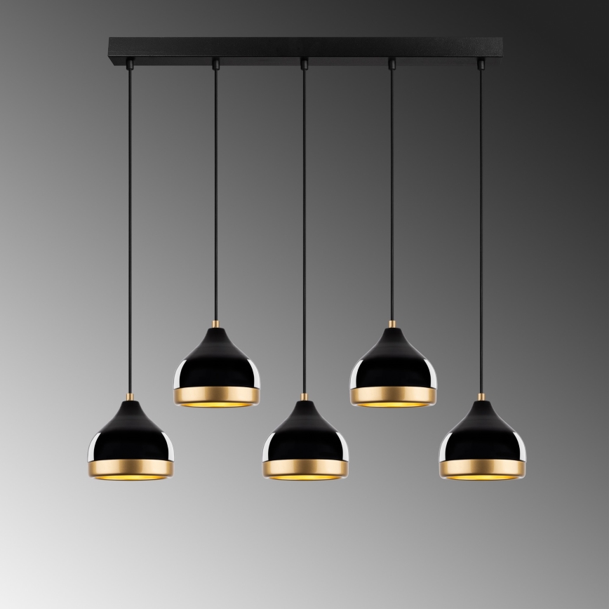Lampadario a sospensione YILDO 5xE27/40W/230V nero/oro