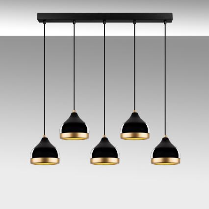 Lampadario a sospensione YILDO 5xE27/40W/230V nero/oro
