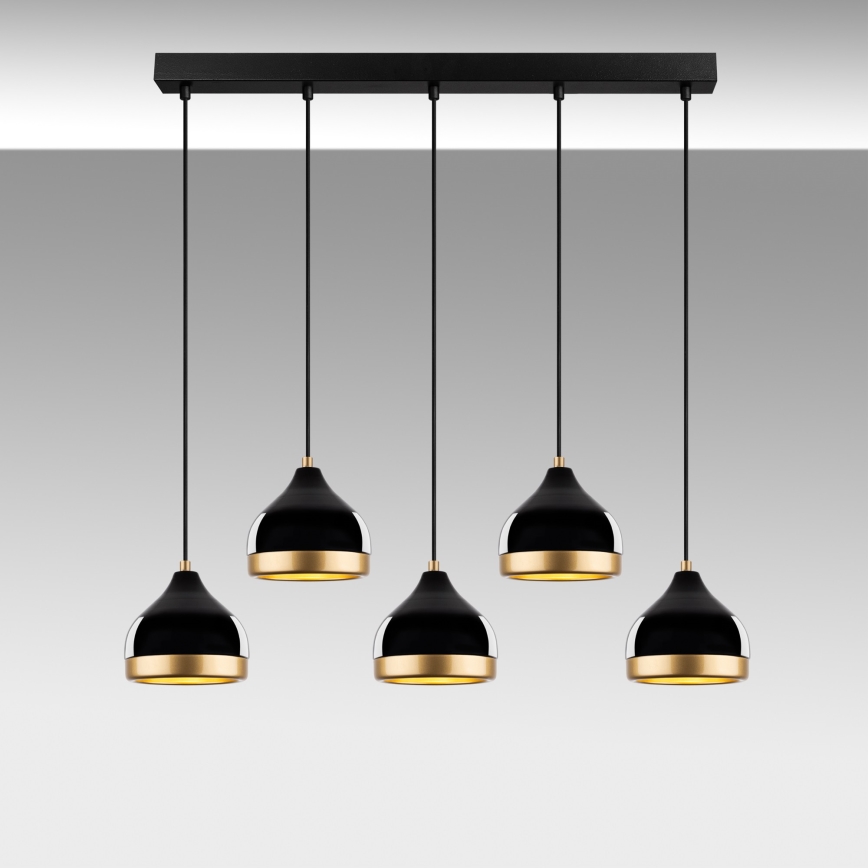 Lampadario a sospensione YILDO 5xE27/40W/230V nero/oro