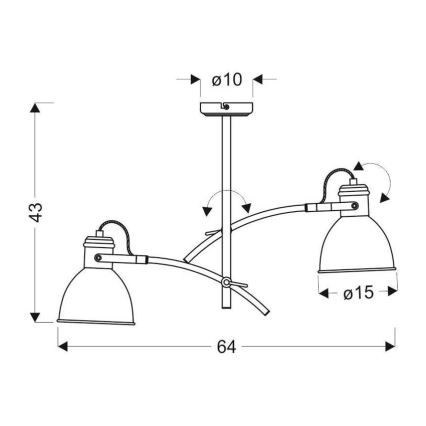 Lampadario a sospensione ZUMBA 2xE27/60W/230V bianco/nero