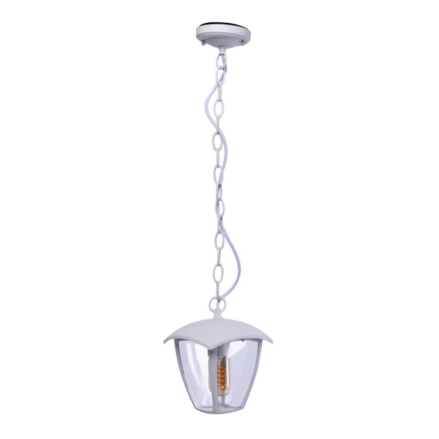 Lampadario a sospesione con catena da esterno FOX 1xE27/40W/230V IP44 bianco