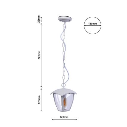 Lampadario a sospesione con catena da esterno FOX 1xE27/40W/230V IP44 bianco