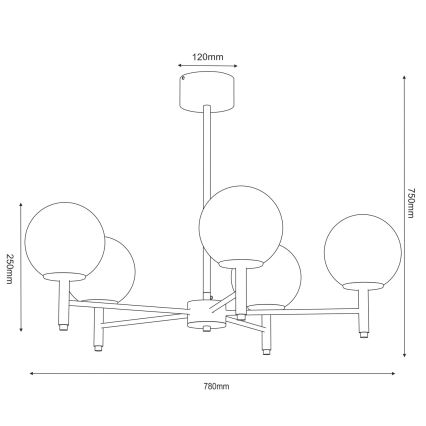 Lampadario a stelo AWINION 6xE27/15W/230V