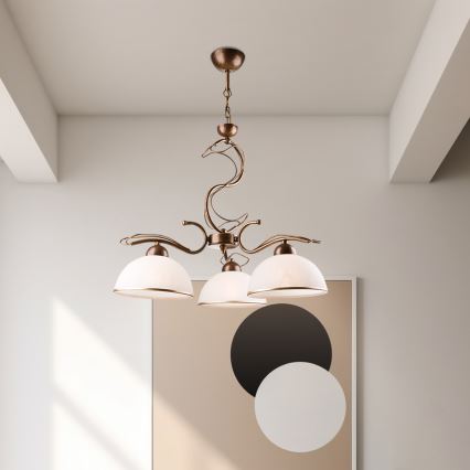 Lampadario a stelo COBRA 3xE27/60W/230V bronzo/patina