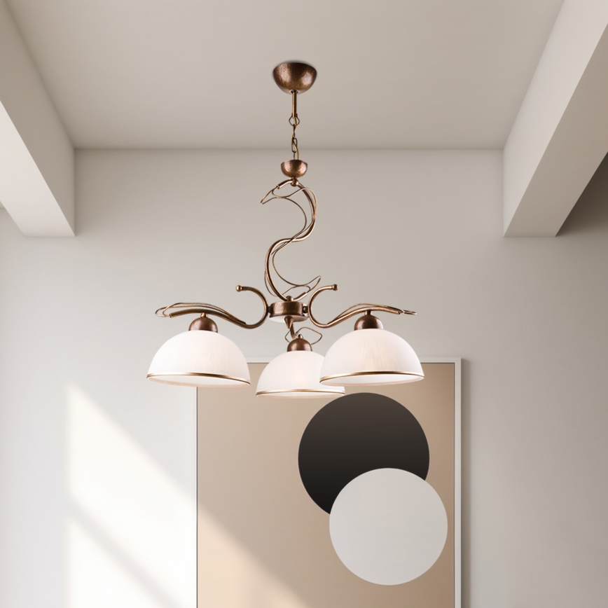 Lampadario a stelo COBRA 3xE27/60W/230V bronzo/patina