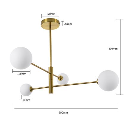 Lampadario a stelo DORADO 4xG9/40W/230V, finitura oro