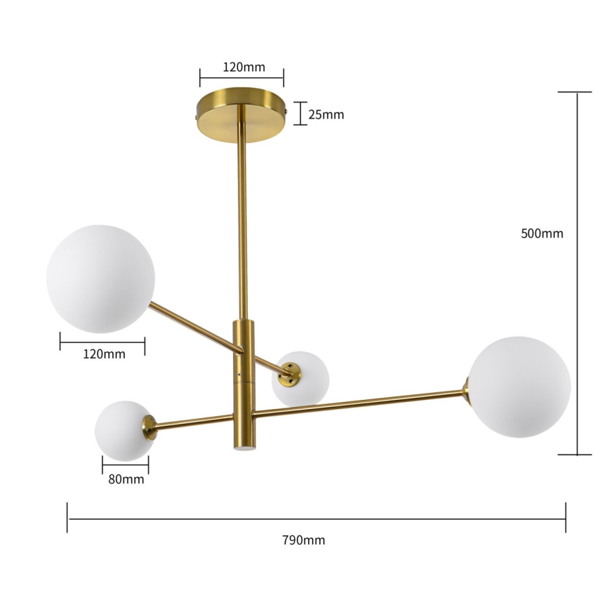 Lampadario a stelo DORADO 4xG9/40W/230V, finitura oro