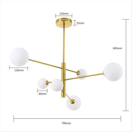 Lampadario a stelo DORADO 6xG9/40W/230V, finitura dorata