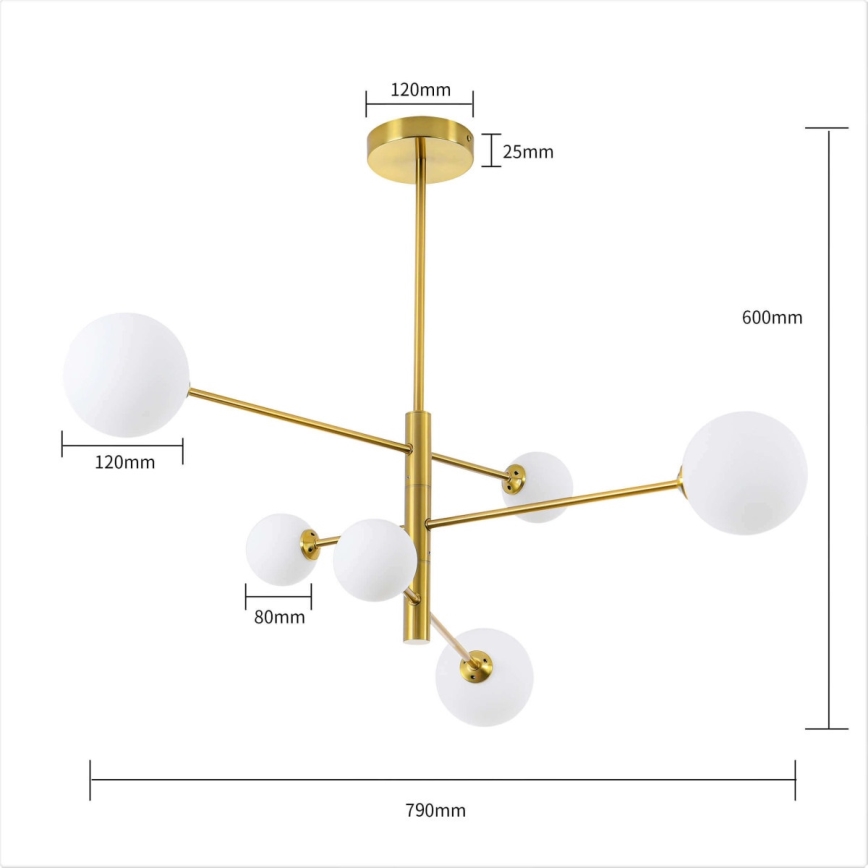 Lampadario a stelo DORADO 6xG9/40W/230V, finitura dorata