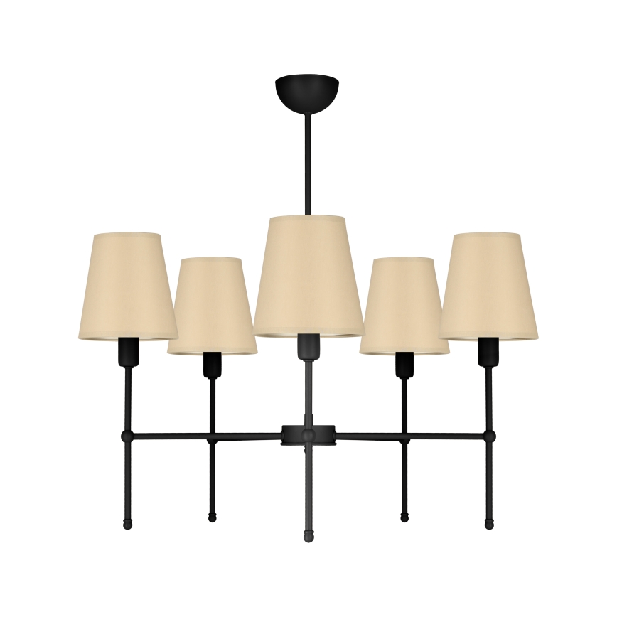 Lampadario a stelo MADELA 5xE14/40W/230V beige/nero