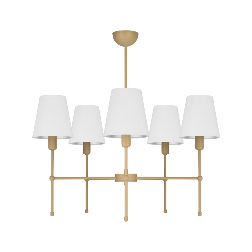 Lampadario a stelo MADELA 5xE14/40W/230V bianco/beige