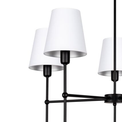Lampadario a stelo MADELA 5xE14/40W/230V bianco/nero