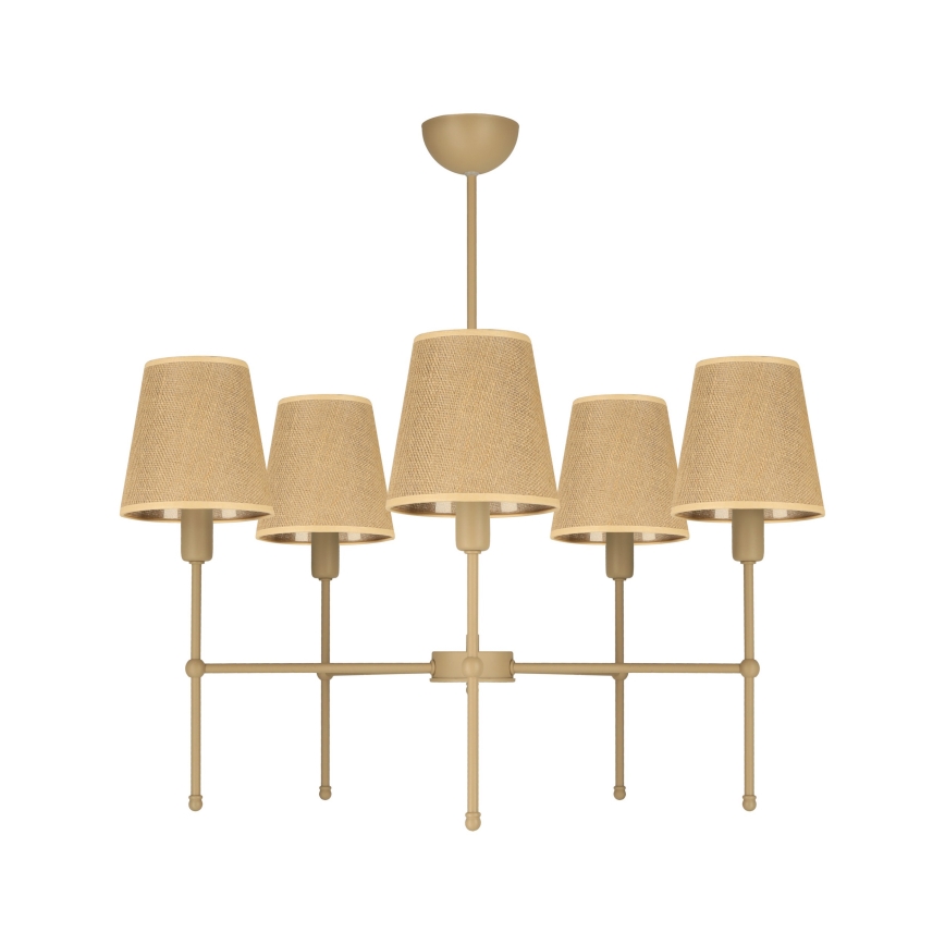 Lampadario a stelo MADELA 5xE14/40W/230V iuta/beige