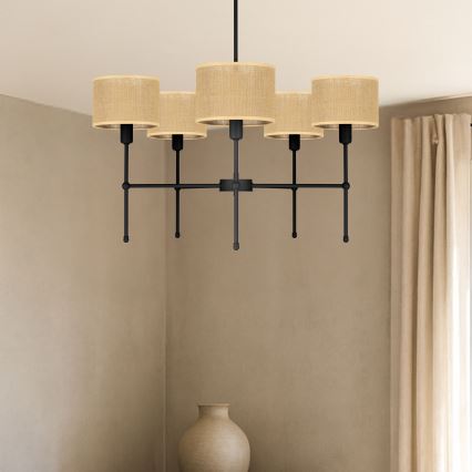 Lampadario a stelo MADELA 5xE14/40W/230V iuta/nero