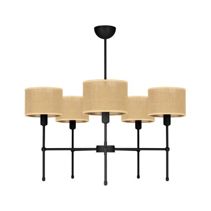 Lampadario a stelo MADELA 5xE14/40W/230V iuta/nero