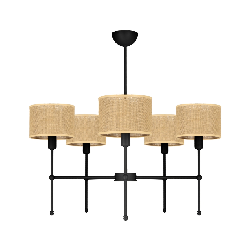 Lampadario a stelo MADELA 5xE14/40W/230V iuta/nero