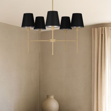 Lampadario a stelo MADELA 5xE14/40W/230V nero/beige