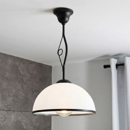 Lampadario a stelo RETRO 1xE27/60W/230V nero/bianco