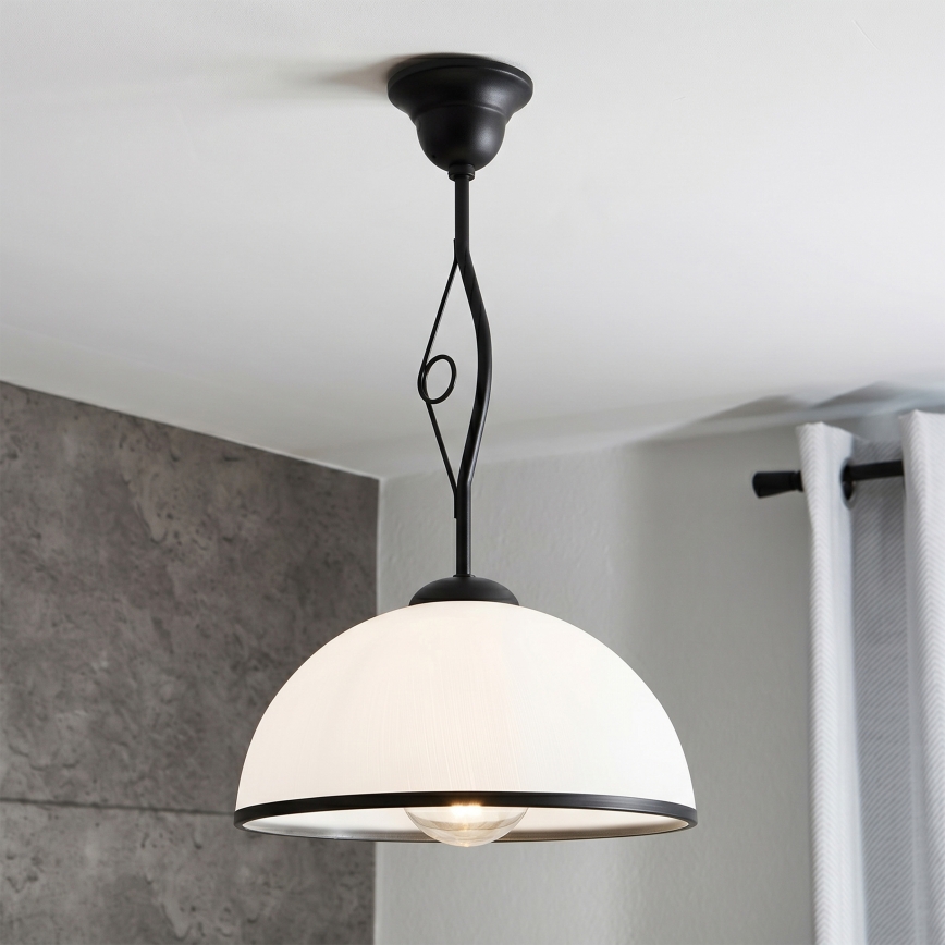 Lampadario a stelo RETRO 1xE27/60W/230V nero/bianco