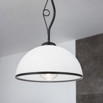 Lampadario a stelo RETRO 1xE27/60W/230V nero/bianco