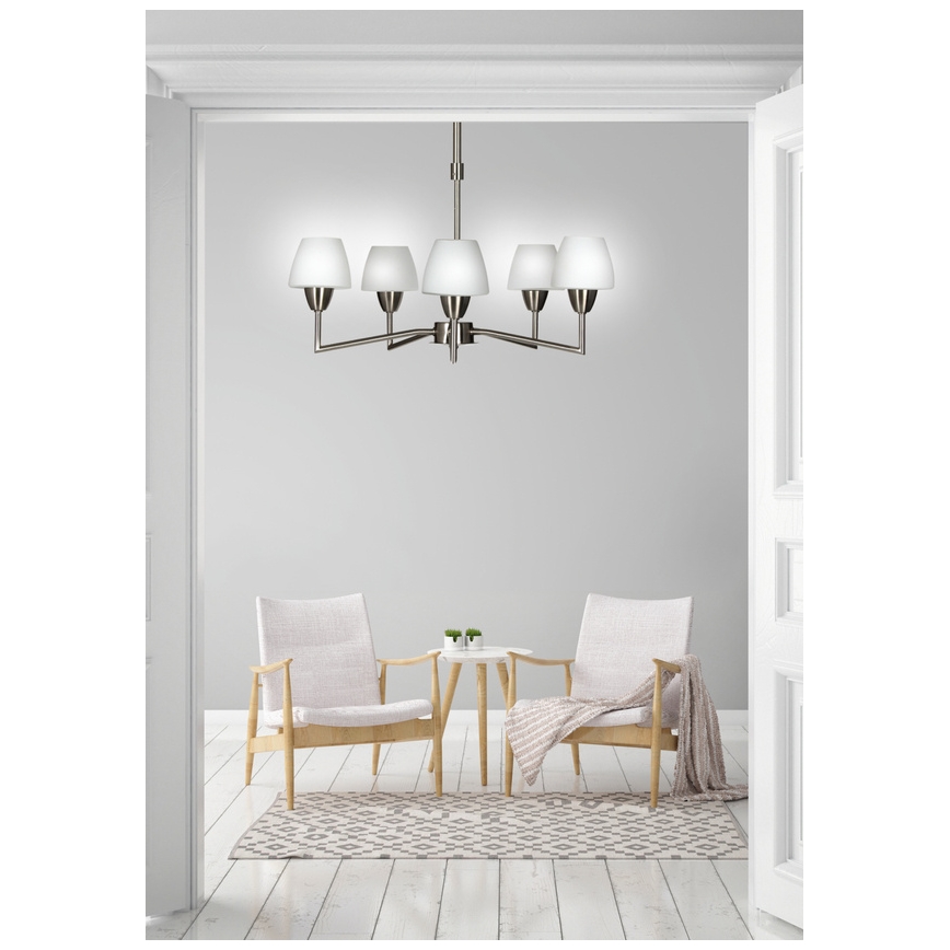 Lampadario a stelo TOGO 5xG9/40W/230V cromo opaco/bianco