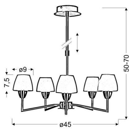 Lampadario a stelo TOGO 5xG9/40W/230V cromo opaco/bianco