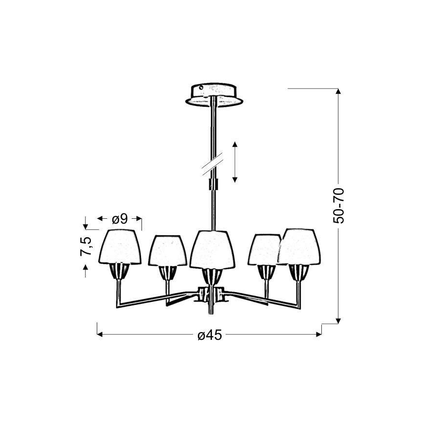 Lampadario a stelo TOGO 5xG9/40W/230V cromo opaco/bianco