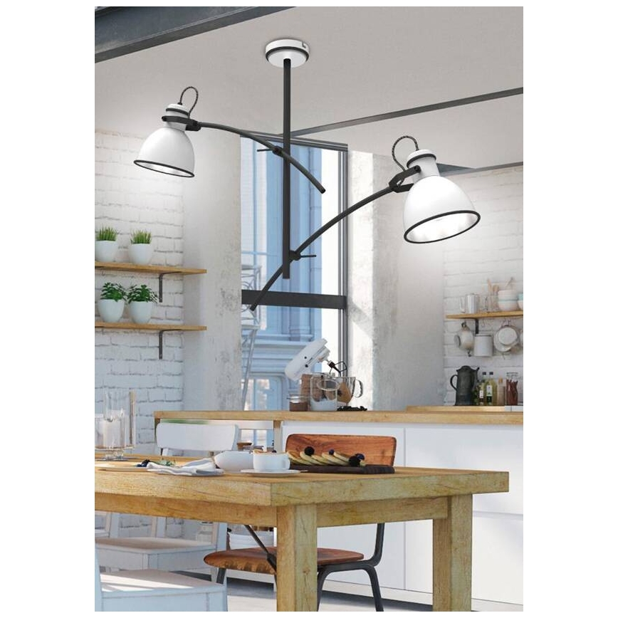 Lampadario a stelo ZUMBA 2xE27/60W/230V bianco/nero