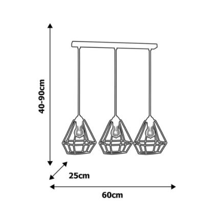 Lampadario ALMA 3xE27/60W/230V bianco