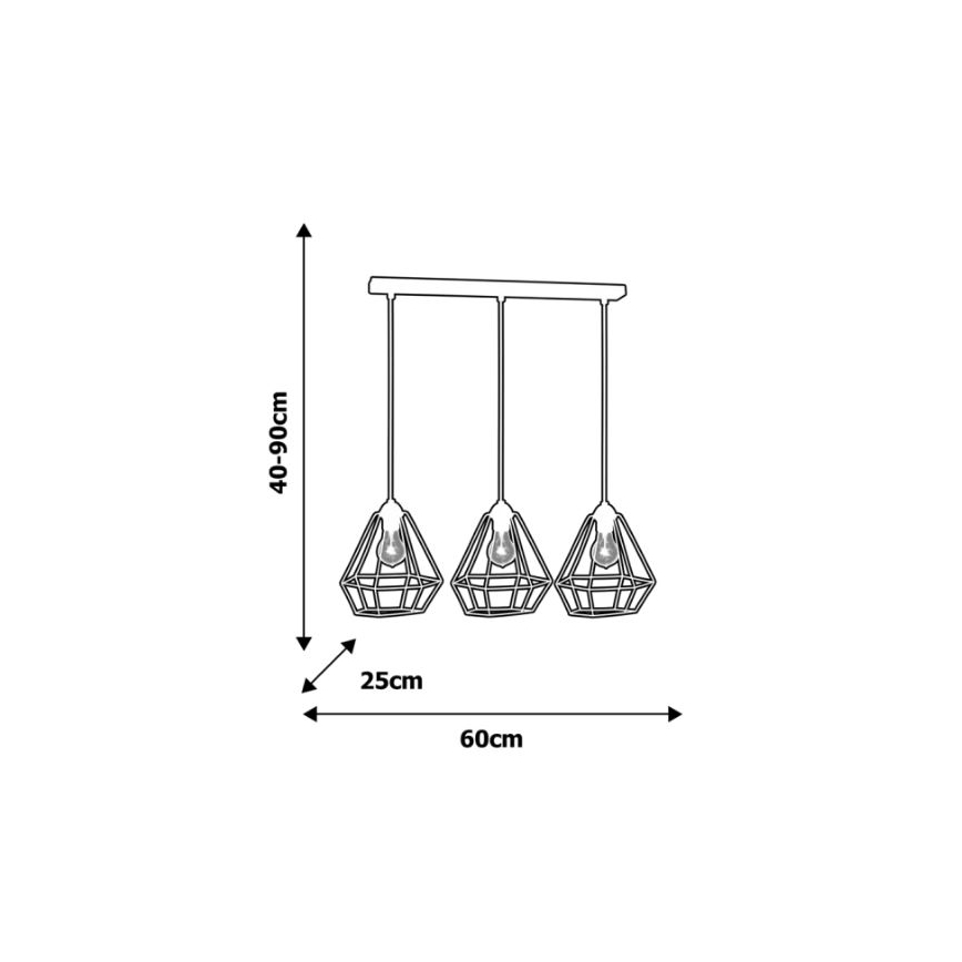 Lampadario ALMA 3xE27/60W/230V bianco