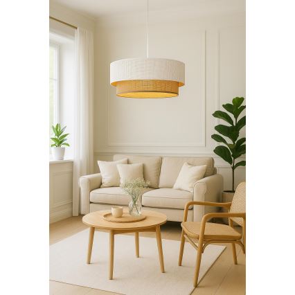 Lampadario BORHO su cavo 1xE27/60W/230V bianco/iuta