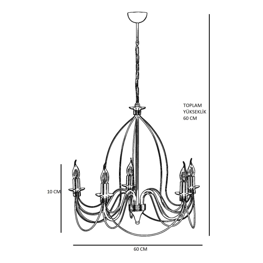 Lampadario CLASSIC a catena, 5xE14/40W/230V, finitura bronzo