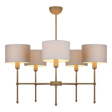 Lampadario con asta MADELA 5xE14/40W/230V bianco/beige